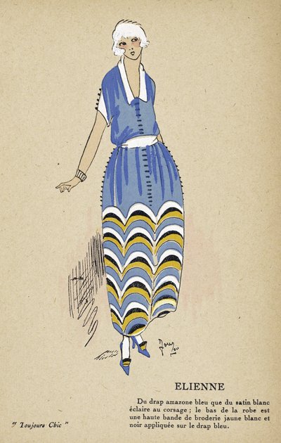 Elienne, fra Toujours Chic, pub.1921-22 (stenciltryk) af French School
