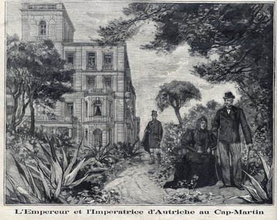 Kejser Francois Joseph I af Østrig (1830-1916) og kejser af Østrig Elisabeth Amelie af Wittelsbach kendt som Sissi (1837-1898) ved Cap Martin i Alpes-Maritimes-regionen i Provence-Alpes-Cote d