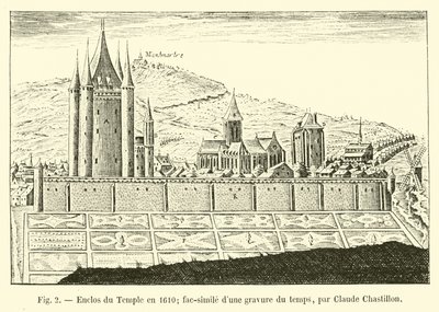 Tempelindhegning i 1610; faksimile af en gravering fra tiden af ​​Claude Chastillon af French School
