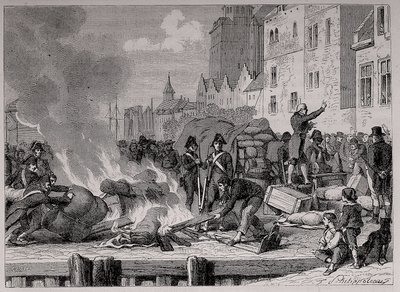 Engelske varer solgt eller brulees på grund af den kontinentale blokade pålagt Storbritannien af Napoleon af French School