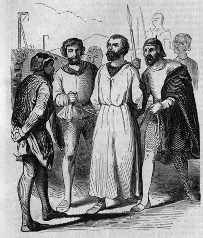 Enguerrand de Marigny kammerherre og minister for kong Filip IV Belen marcherer til tortur i 1315. Indgravering af det 19. århundrede. af French School