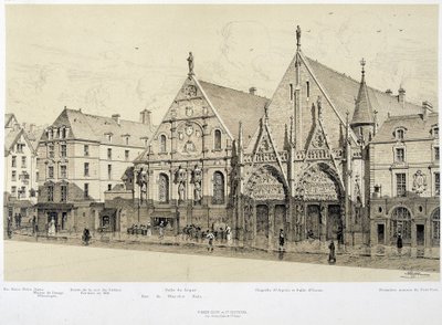 Indgang til Hotel-Dieu (Hotel Dieu), rue du Marche Palu, i 1590 - i "Paris gennem tiderne", slutningen af ​​det 19. århundrede af French School