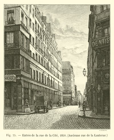 Indgang til rue de la Cite, 1850, Tidligere rue de la Lanterne af French School