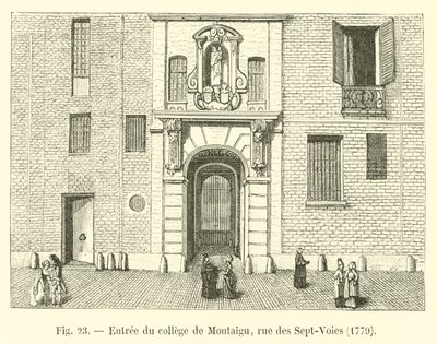 Indgang til kollegiet i Montaigu, rue des Sept-Voies, 1779 af French School
