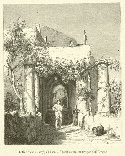 Indgang til en kro, i Capri (gravering) af French School