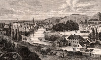 Epinal - Lorraine - indgravering i "La France illustrée: geografi, historie, statistisk administration" af V.A. Malt-Brown. 1884 af French School