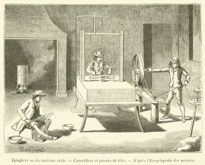 Pinmagere i det attende århundrede, Cannetilleur og poseurs de têtes (gravering) af French School