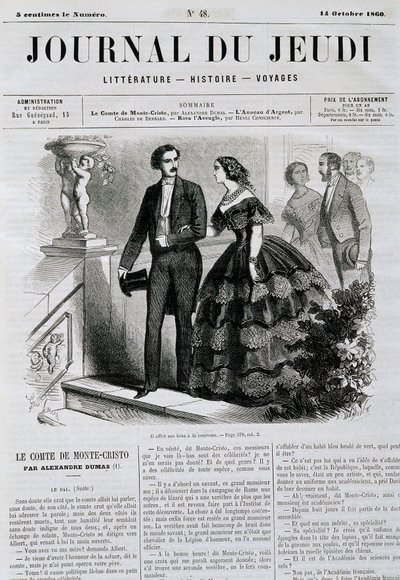 Afsnit af romanserien Greven af Monte Cristo (Monte Cristo) - i "" Le Journal du Jeudi"" fra 14/10/1860 af French School
