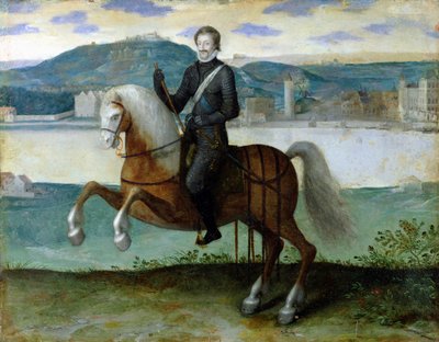 Rytterportræt af Henri IV (1553-1610) Konge af Frankrig, foran Paris