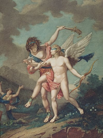 Eros ledet af Madness, indgraveret af Godefroy af French School