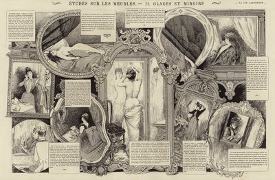 Studier af møbler, spejle og spejle (gravering) af French School