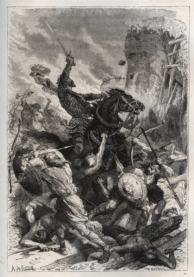 Eudes (Odon) (860-898), frankernes konge, leder kampen mod normannerne og forsvarer sejrrigt Paris (860-887) - Eudes (852-898) i kamp mod normannerne - "Frankrigs historie fortalt til mine børnebørn”” - af Francois Guizot - 1872-1876 af French School