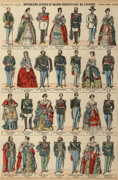 Europæiske royalty (farvet gravering) af French School