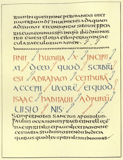 Eksempel på Uncial-skrivning af French School