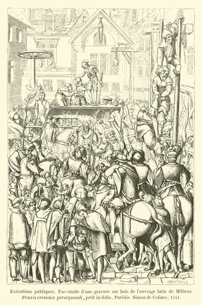 Udgivelser af henrettelser, Fac-simile klitdybtryk sur bois de louvrage latin de Millaeus, Praxis criminis persequendi, petit in-folio, Parisiis, Simon de Colines, 1541 af French School