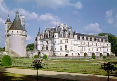 Udvendig udsigt over Donjon, Chateau de Bohier og Grande Galerie fra nordvest af French School