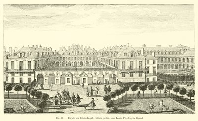 Facade af Palais-Royal, side af haven, under Louis XV, efter Rigaud af French School