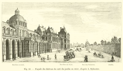 Facade af slottet på havesiden i 1650, ifølge I Sylvestre af French School