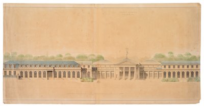Facade af Chateau de Neuilly af French School