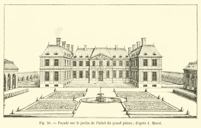 Facade på haven til Grand Priors hotel; ifølge I Marot af French School