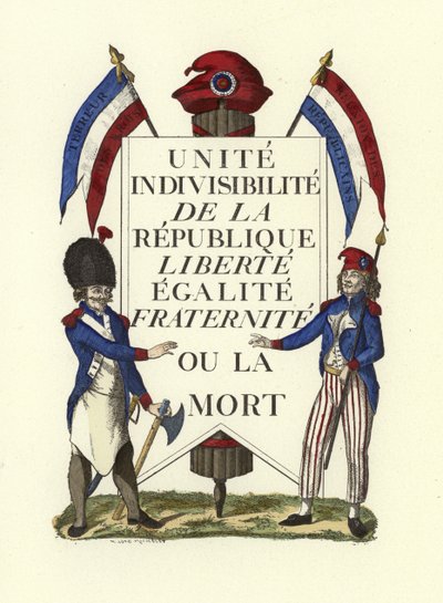 Faksimile af et republikansk plakat, den franske revolution af French School