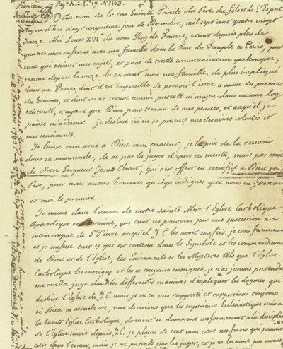 Faksimile af Louis XVI af Frankrigs testamente af French School