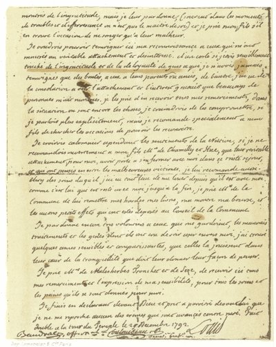 Faksimile af Louis XVI af Frankrigs testamente af French School