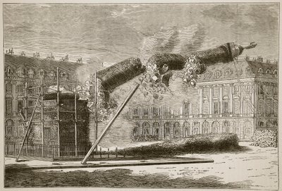 Fall of the Vendome Column, april 1871, illustration fra Cassells historie om krigen mellem Frankrig og Tyskland, 1870-1871 af French School