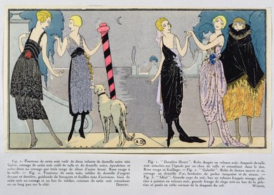 Modedesign af Jacques Doucet (1853-1929) og House of Worth fra Les Elegances Parisiennes, vinteren 1920-21 af French School