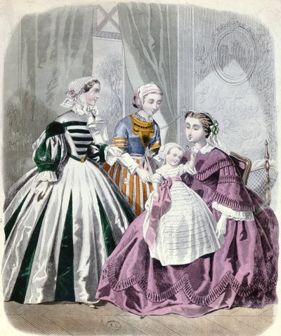 Modetallerken fra Le Monde Elegant 1859 (farvegravering) af French School