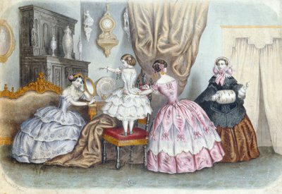 Modeplade, fra la Mode Illustree;, ca. 1860 af French School