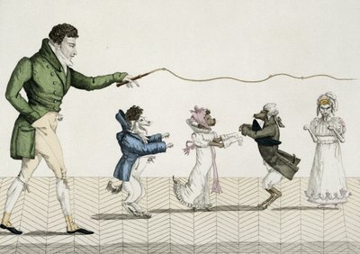 Moderigtige hunde, tallerken 35 fra Le Bon Genre, 1808 af French School