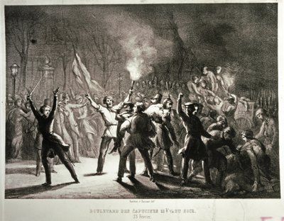 Februarrevolutionen 1848 (litografi) af French School