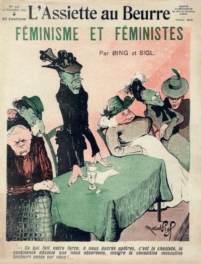 Feministisk tegneserie, cover af det franske satiriske magasin 