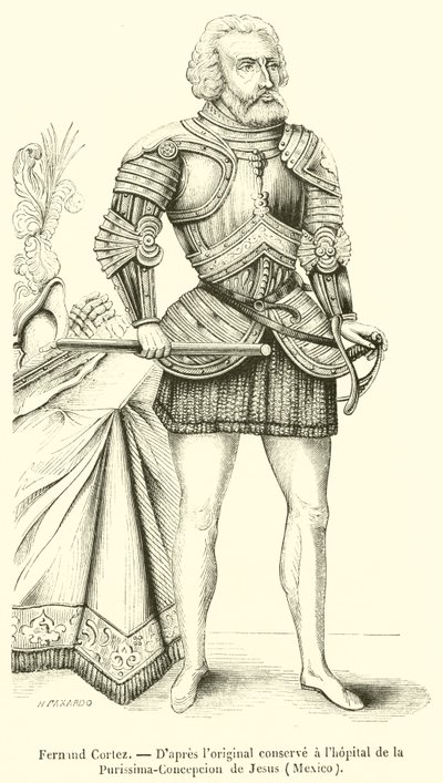 Fernand Cortez (gravering) af French School