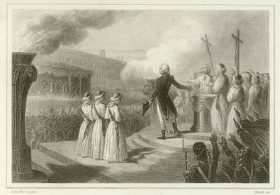 Fete de la Federation, 14. juli 1790 af French School