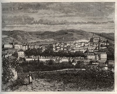 Figeac - Lot, i Midi-Pyrénées-regionen - indgravering i "La France illustree: geografi, historie, statistisk administration" af V.A. Malt-brun. 1884 af French School