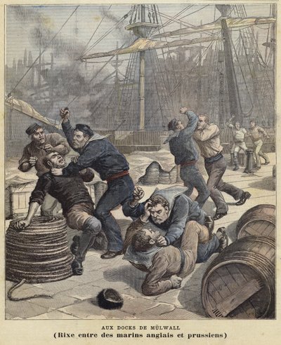 Kampe mellem engelske og preussiske sømænd ved Millwall-dokker af French School