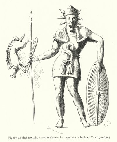 Figur af en gallisk høvding, forstørret i henhold til mønterne (gravering) af French School