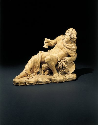 Figur af Bacchus tilbagelænet med et glas vin, ca. 1770 af French School