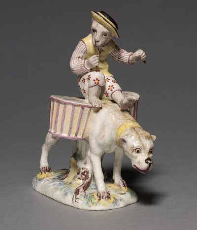 Figur af en abe på en hund, fabrikant Mennecy-Villeroy Factory, Frankrig, ca. 1760 af French School