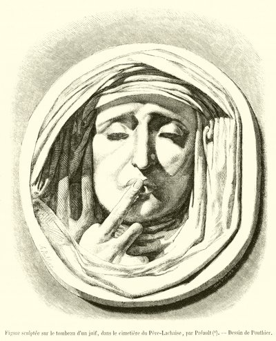 Figur udskåret på en jødes grav på Pere-Lachaise-kirkegården (gravering) af French School