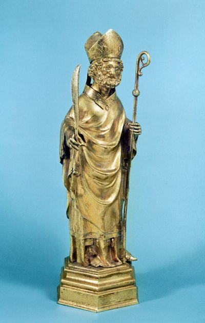 Figur af en biskop (forgyldt kobber) af French School