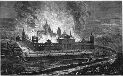 Brand i Escorial Palace den 2. oktober af French School