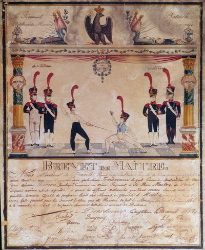 Første imperium: våbenmestercertifikat i 1813. Fægtediplom, Paris, Musee de l