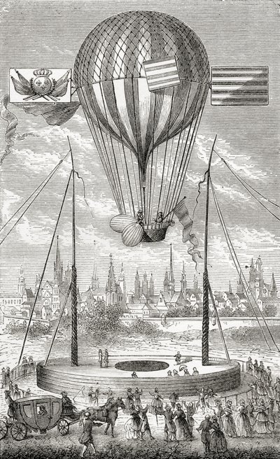 Første flyvning med en styrbar ballon, fra Dijon, 12. juni 1784, fra 
