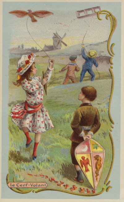 Flyvende drager (chromolitho) af French School