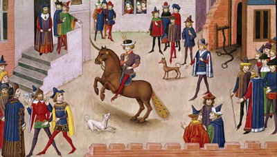 Fol.17v Hvordan Alexander den Store (356-323 f.Kr.) besatte Bucephalus, fra Histoire du Grand Alexandre 1460 af French School
