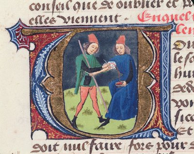 Fol.19r Bloodleting, fra Traite de Medicine af Aldebrande de Florence, 1356 af French School