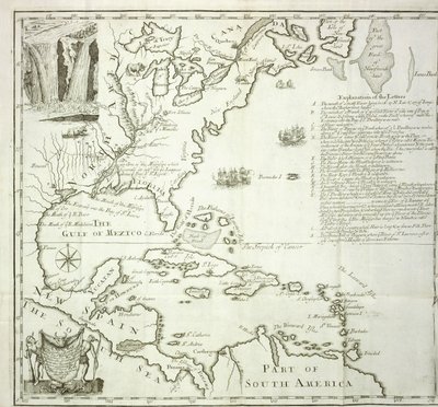 Folding map of the North American Atlantic coast, 1714dani af French School